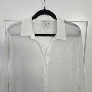 Rachel Zoe White Sheer Button Down Shirt